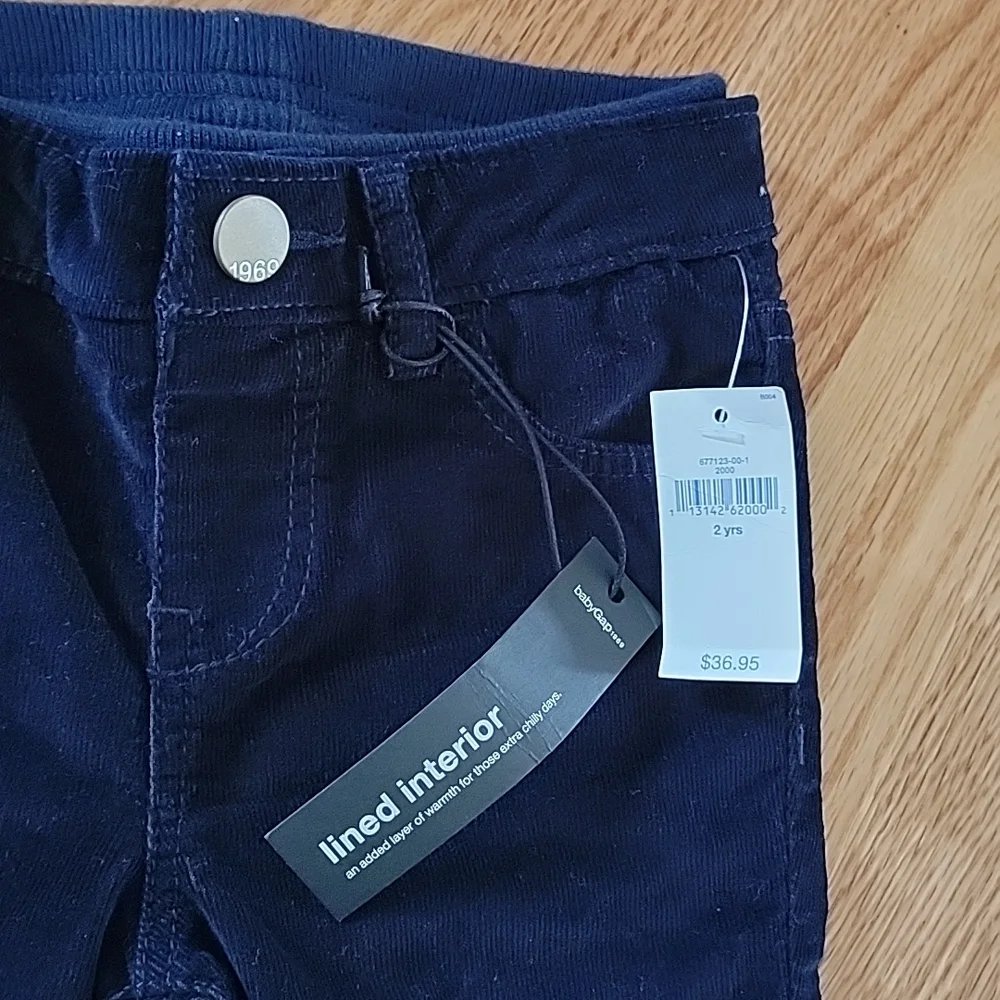Baby Gap 1969 Blue Corduroy Pink Lined Pants